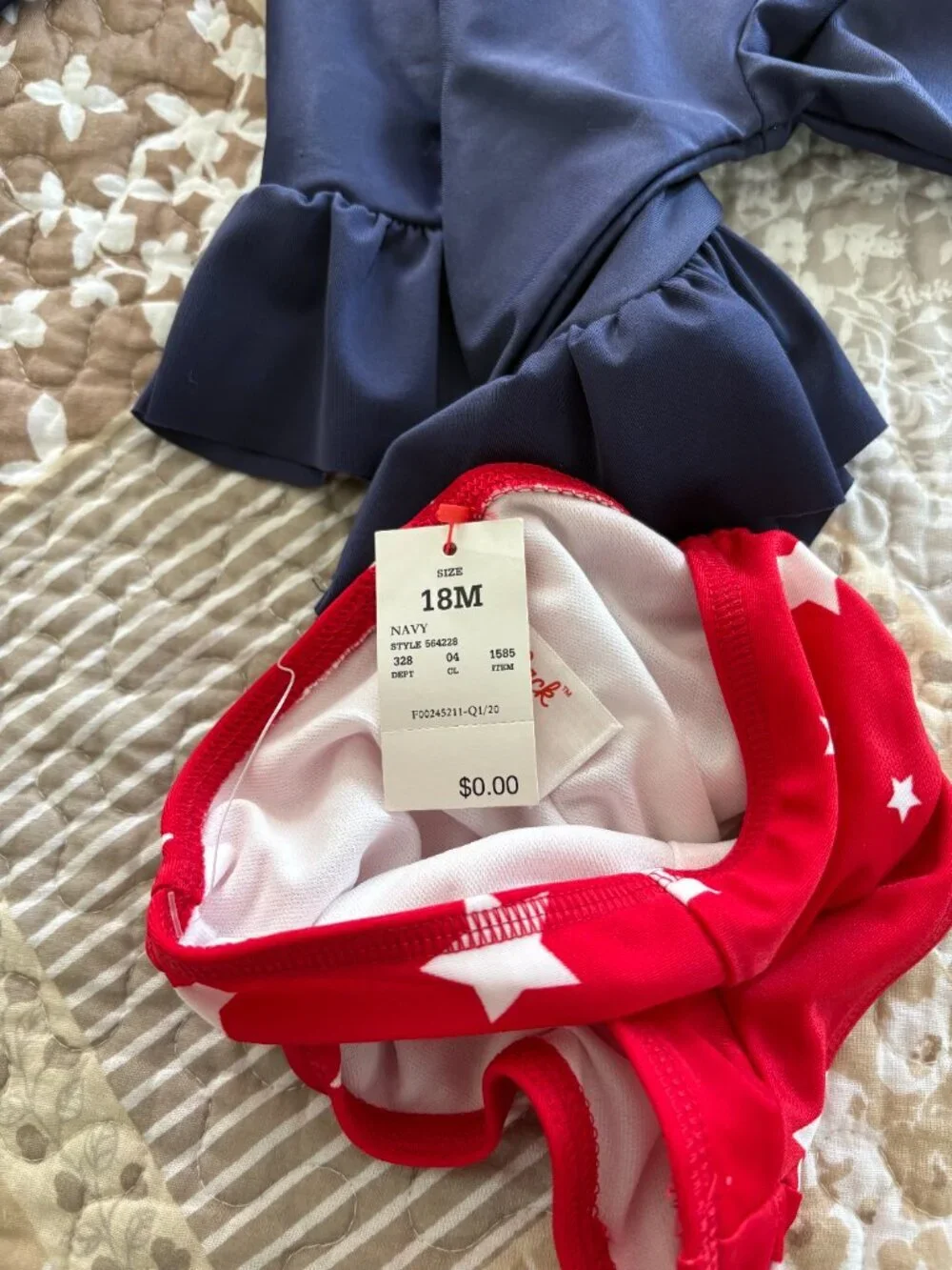 Cat & Jack Patriotic-Themed Blue 2-piece Swimsuit Set Size 18 Months Bundle